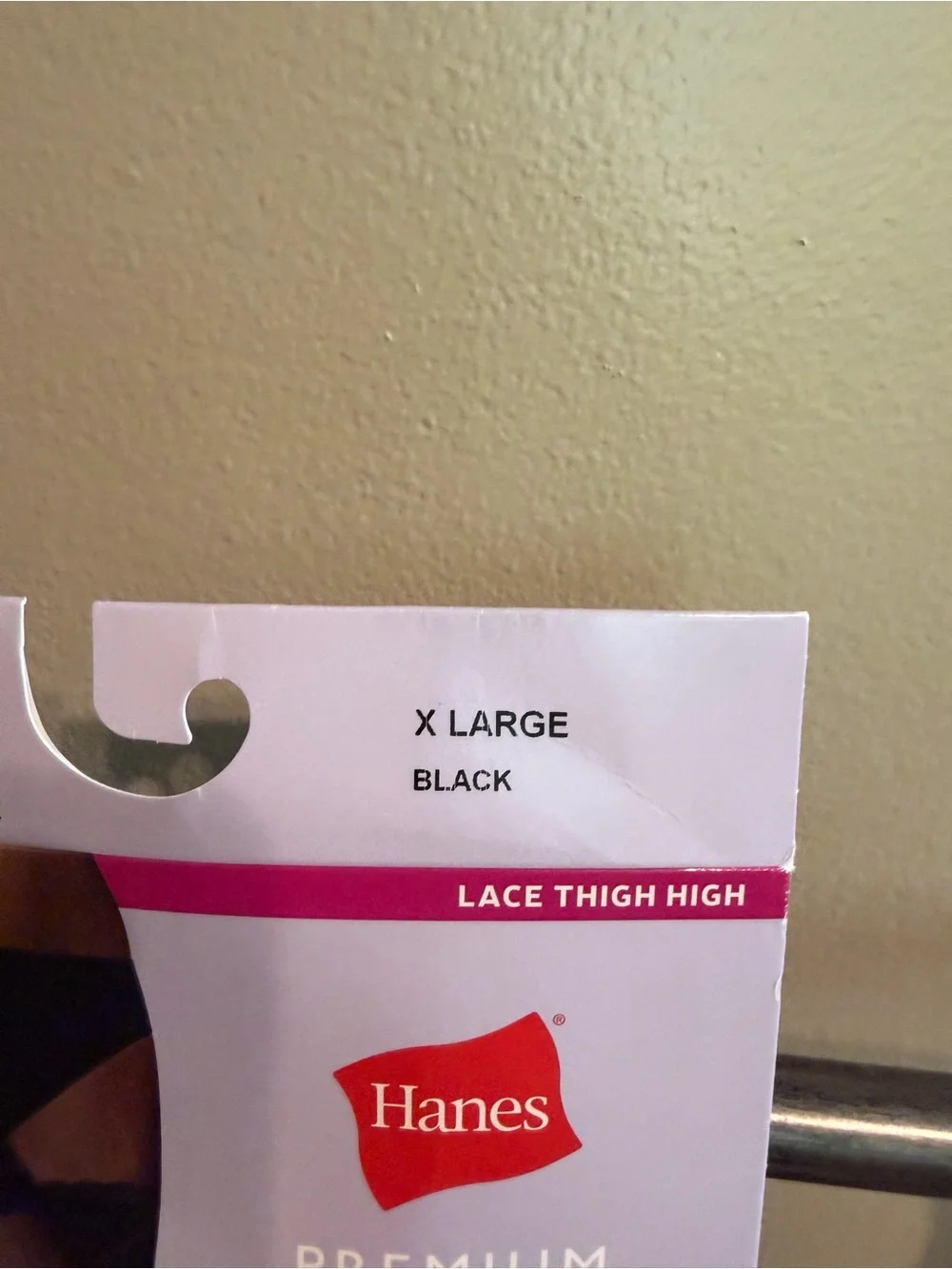Hanes Premium Silky Sheer Lace Thigh High Stockings Black XL 20 Denier NIP